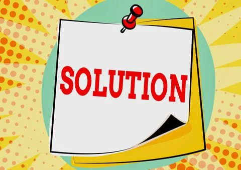 Conceptual display Solution. Word Written on the ways to solve a problem or Stock Illustration