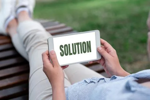 Conceptual display Solution. Word Written on a means of solving a problem or Stock Photos