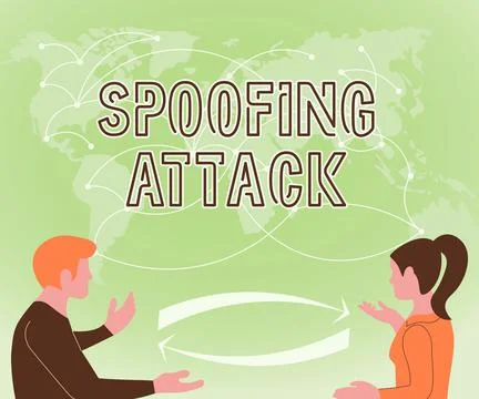 Conceptual display Spoofing Attack. Word Written on impersonation of a user 스톡 일러스트