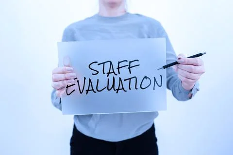 Conceptual display Staff Evaluation. Concept meaning clarifies the direction the Foto stock