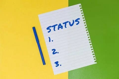 Conceptual display Status. Concept meaning situation at a particular time during Stock Illustration