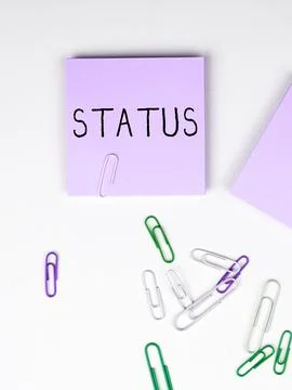 Conceptual display Status. Internet Concept situation at a particular time Stock Illustration