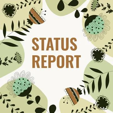 Conceptual display Status Report. Word for Update Summary of situations as of a Stock Illustration