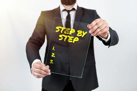Conceptual display Step By Step. Word Written on Slow progress Road to success Stock Photos