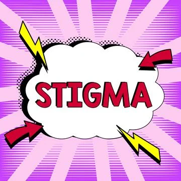Conceptual display Stigma. Word Written on feeling of disapproval that most Stock Illustration