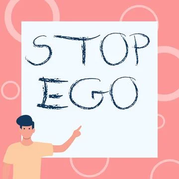 Conceptual display Stop Ego. Internet Concept Control your obsession about a Stock Illustration