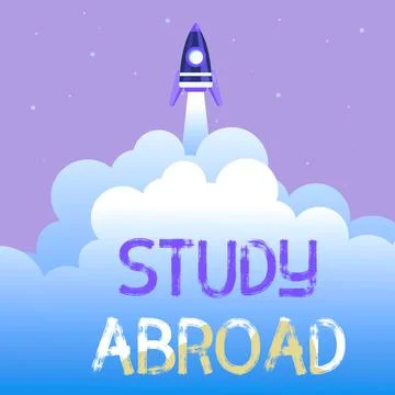 Conceptual display Study Abroad. Word for Pursuing educational opportunities in Stock Illustration