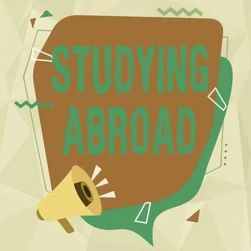 Conceptual display Studying Abroad. Concept meaning learn outside of home in Stock Illustration