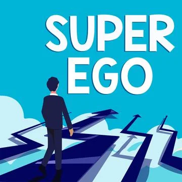 Conceptual display Super Ego. Concept meaning The I or self of any person that Stock Illustration