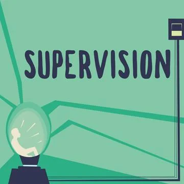 Conceptual display Supervision. Concept meaning monitoring and coordinating the Illustrazione stock