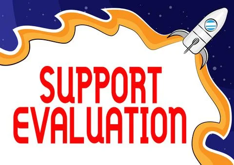 Conceptual display Support Evaluation. Business idea Assisting process that Stock Illustration