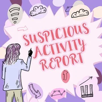Conceptual display Suspicious Activity Report. Business idea account or Stock Illustration