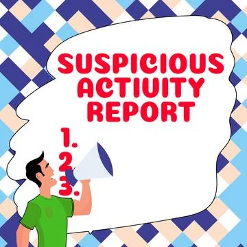 Conceptual display Suspicious Activity Report. Word Written on account or Stock Illustration