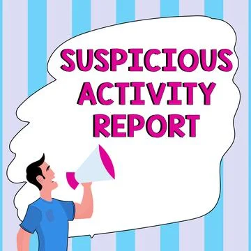 Conceptual display Suspicious Activity Report. Business showcase account or Stock Illustration