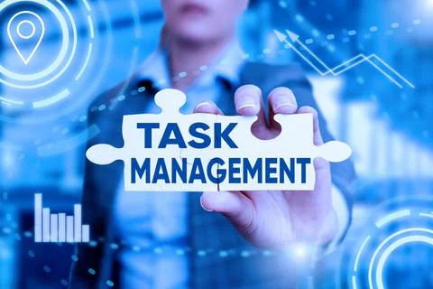 Conceptual display Task Management. Business overview the process of managing a Stock Photos