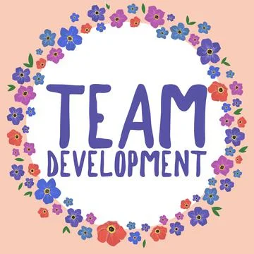 Conceptual display Team Developmentlearn why and how small groups change over Illustrazione stock