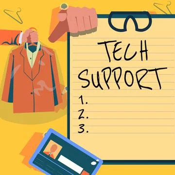 Conceptual display Tech Support. Word for Assisting individuals who are having Stock Illustration