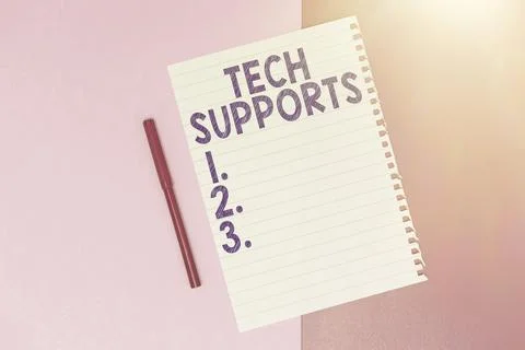 Conceptual display Tech Supports. Concept meaning Help given by technician Foto stock