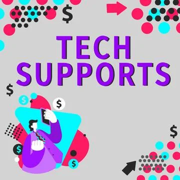 Conceptual display Tech Supports. Word Written on Help given by technician 스톡 일러스트