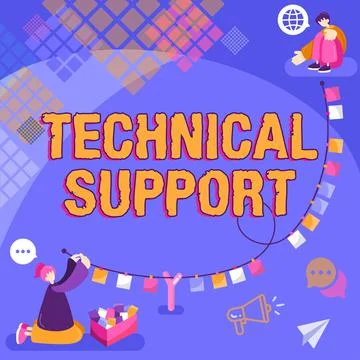 Conceptual display Technical SupportRepair and advice services to users of their Stock Illustration