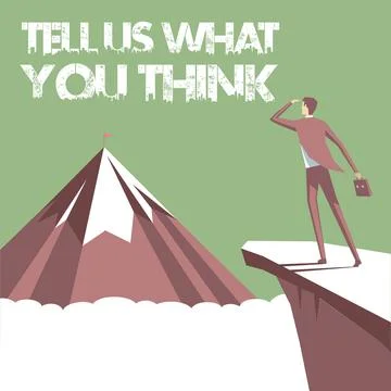 Conceptual display Tell Us What You Think. Word for Express your emotions and Stock Illustration