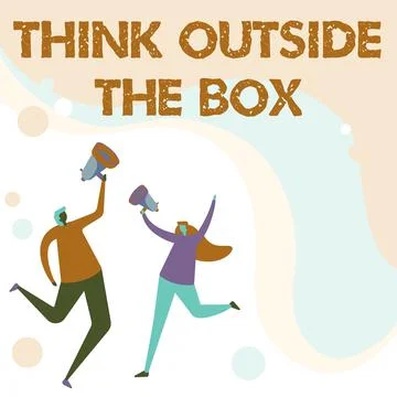 Conceptual display Think Outside The Box. Concept meaning Learn to adopt new イラスト素材