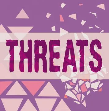 Conceptual display Threats. Word Written on Statement of an intention to inflict Stock Illustration