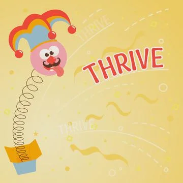 Conceptual display Thrive. Business overview Think positively Continue to Stock Illustration