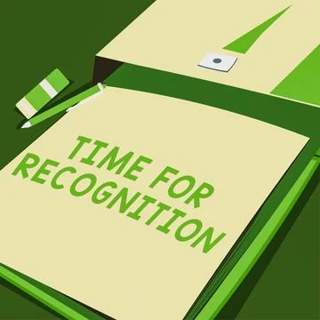 Conceptual display Time For Recognition. Concept meaning Acknowledgement Stock Illustration