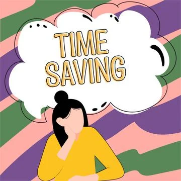 Conceptual display Time Saving. Business concept the act of reducing the amount Stock Illustration