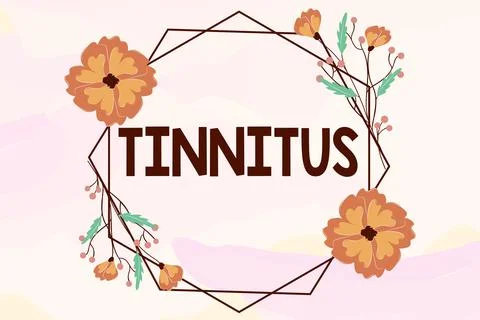 Conceptual display Tinnitus. Word for A ringing or music and similar sensation Stock Illustration