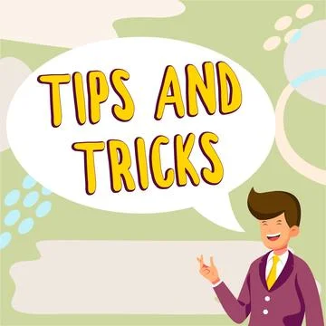 Conceptual display Tips And Tricks. Concept meaning helpful advices that makes Illustrazione stock