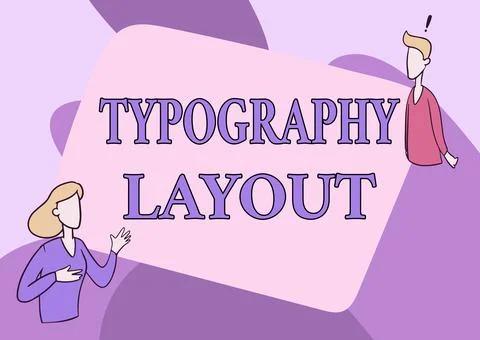 Conceptual display Typography Layout. Word for theory and practice of letter and Illustrazione stock