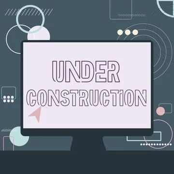 Conceptual display Under Construction. Word for project that is unfinished but Stock Illustration