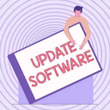 Conceptual display Update Software. Business showcase replacing program with a 스톡 일러스트
