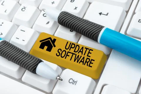 Conceptual display Update Software. Concept meaning replacing program with a 스톡 사진