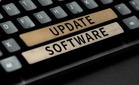 Conceptual display Update Software. Conceptual photo an application patch fixing Foto stock