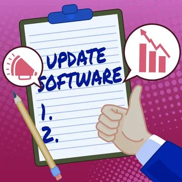 Conceptual display Update Software. Internet Concept replacing program with a Ilustración de archivo
