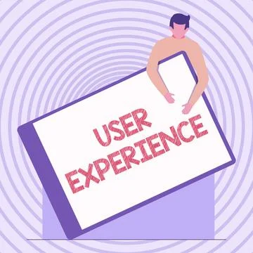 Conceptual display User Experience. Word for how a person reacts and feels after Stock Illustration