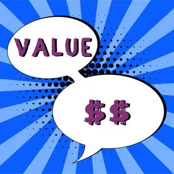 Conceptual display Value Dolar. Business approach the worth of the process id of Stock Illustration