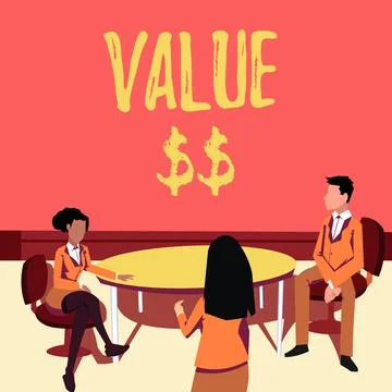 Conceptual display Value Dolar. Business showcase the worth of the process id of Stock Illustration