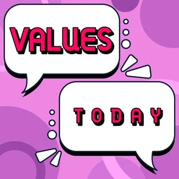 Conceptual display Values. Concept meaning regard that something is held deserve Stock Illustration