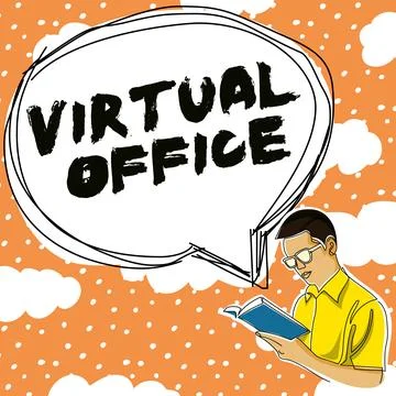 Conceptual display Virtual Office. Business concept Mobile work-environment Stock Illustration