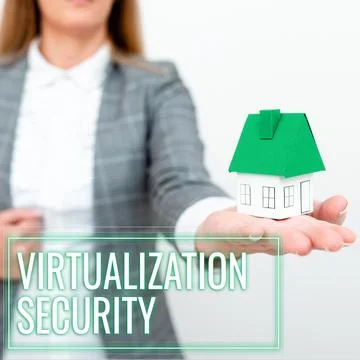 Conceptual display Virtualization Security. Business approach application of Foto stock