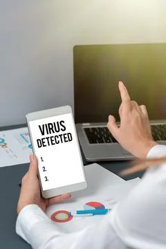 Conceptual display Virus DetectedA computer program used to prevent and remov Stock Photos
