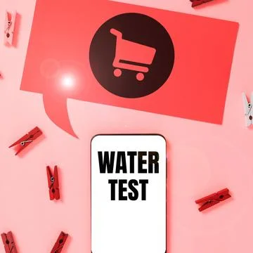 Conceptual display Water Test. Concept meaning Sampling of various liquid Stock Photos