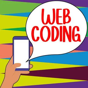 Conceptual display Web Coding. Business idea work involved in developing a web Illustrazione stock