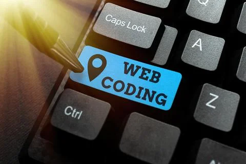 Conceptual display Web Coding. Business overview a system of symbols and rules Stock Photos
