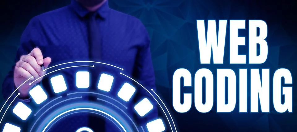 Conceptual display Web Coding. Business overview work involved in developing a Foto stock