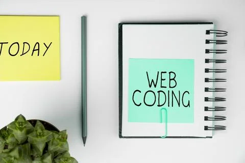 Conceptual display Web Coding. Business idea work involved in developing a web 写真素材